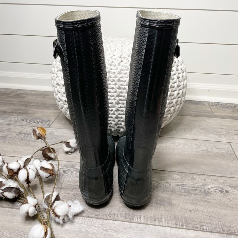 Hunter Carnaby Snake Boa Tall Wellies Rain Boots Black Size 6M - Picture 6 of 10